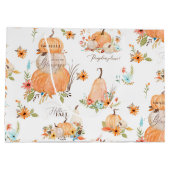 Pumpkin Wasserfarbe Herbst Blume in Herbstlauben Große Geschenktüte (Rückseite)