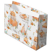 Pumpkin Wasserfarbe Herbst Blume in Herbstlauben Große Geschenktüte (Vorderseite Schrägansicht)