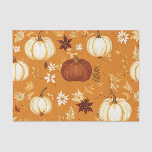 Pumpkin Wasserfarbe Herbstmuster für Herbst Seidenpapier (Vorderseite)