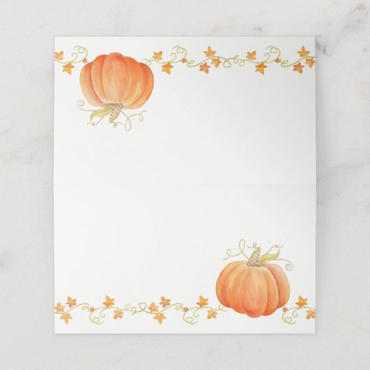 Pumpkin Wasserfarbfall Erntedank Platzkarten (Außenseite Aufgefaltet)