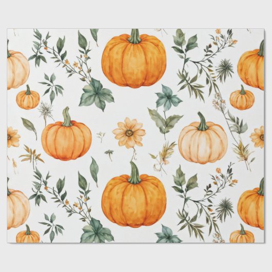 Pumpkin Wasserfarbfall & Herbst Erntedank Geschenkpapier (Flach)