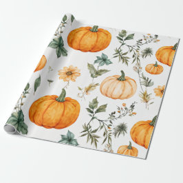 Pumpkin Wasserfarbfall & Herbst Erntedank Geschenkpapier