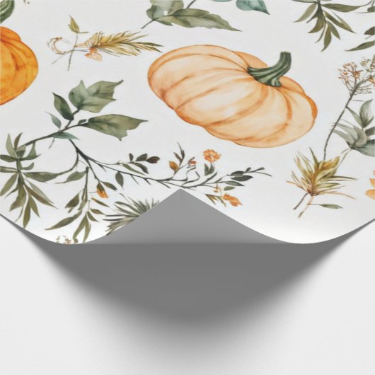 Pumpkin Wasserfarbfall & Herbst Erntedank Geschenkpapier (Ecke)