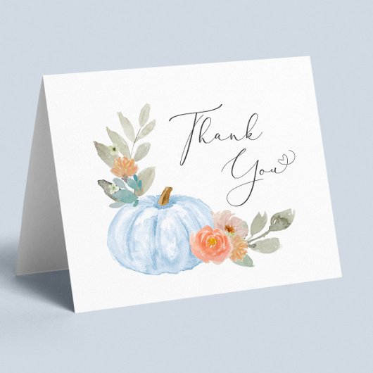 Pumpkin Watercolor Baby Boy Dusche Dankeskarte