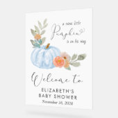 Pumpkin Watercolor Baby Boy Dusche Willkommen Acrylschild (Winkel)