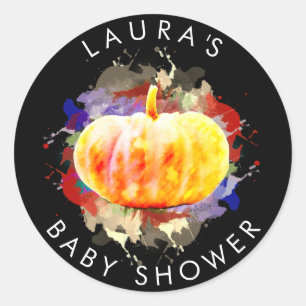 Pumpkin Watercolor Baby Dusche Saison Runder Aufkleber