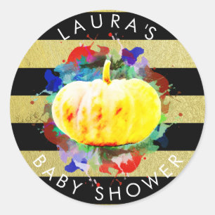 Pumpkin Watercolor Baby Dusche Saison Runder Aufkleber