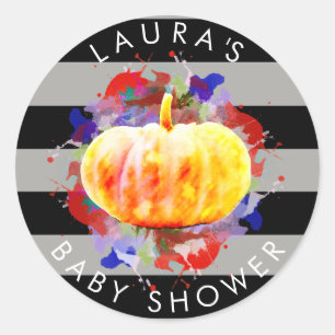 Pumpkin Watercolor Baby Dusche Saison Runder Aufkleber