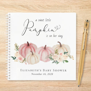 Pumpkin Watercolor Baby Girl Shower Gästebuch Notizblock