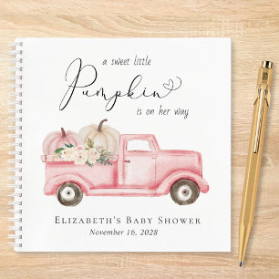 Pumpkin Watercolor Baby Girl Shower Gästebuch Notizblock