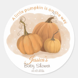 Pumpkin Watercolor Baby Shower Classic Round Stick Runder Aufkleber