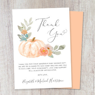 Pumpkin Watercolor Babydusche Danke Karte