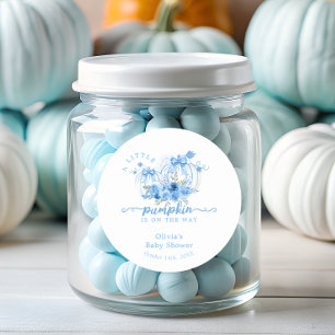 Pumpkin Watercolor Bow Baby Boy Dusche Runder Aufkleber