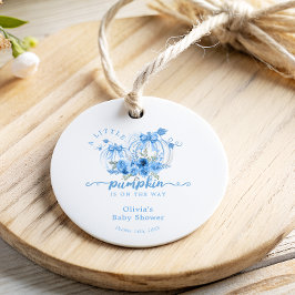 Pumpkin Watercolor Bow Baby Boy Dusche Vielen Dank Geschenkanhänger