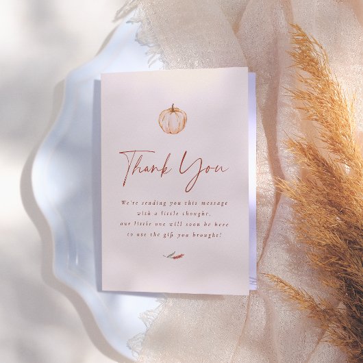 Pumpkin Watercolor Floral Fall Babydusche Dankeskarte