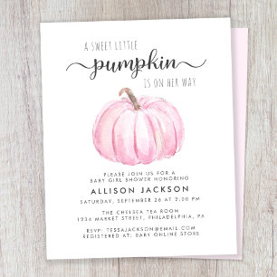 Pumpkin Watercolor Kindermädchendusche Einladung