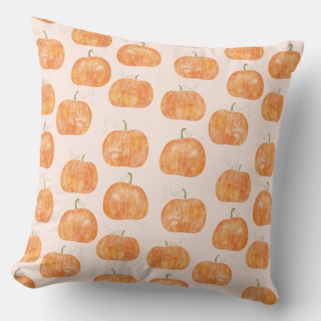 Pumpkin Watercolor-Muster Kissen (Pumpkin watercolor pattern burnt orange and blush pink throw pillow)