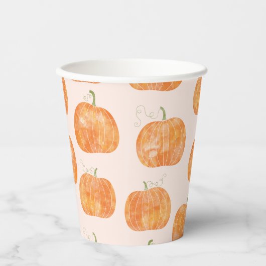 Pumpkin Watercolor-Muster Pappbecher (Vorderseite)