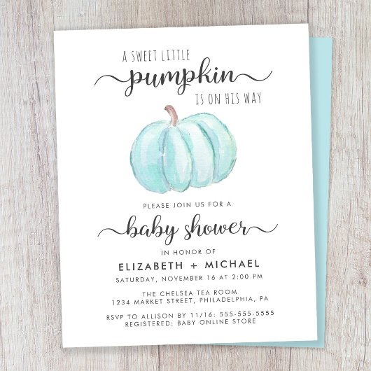 Pumpkin Watercolor Paare Baby Boy Dusche laden