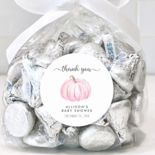 Pumpkin Watercolor Pink Baby Dusche Danke Runder Aufkleber