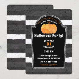 Pumpkin Watercolor Spooky Gravestone Halloween Einladung