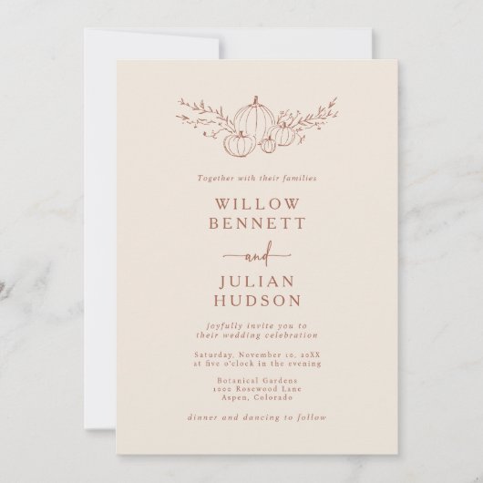 Pumpkin Wedding Einladung (Vorderseite)