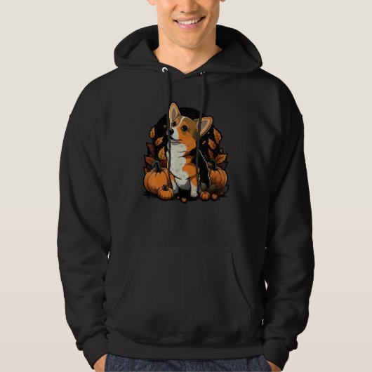 Pumpkin Welsh Corgi costume on Welsh Corgi Hallowe Hoodie (Vorderseite)