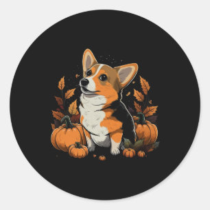 Pumpkin Welsh Corgi Kostüm auf Walisisch Corgi Hal Runder Aufkleber