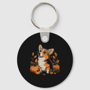 Pumpkin Welsh Corgi Kostüm auf Walisisch Corgi Hal Schlüsselanhänger