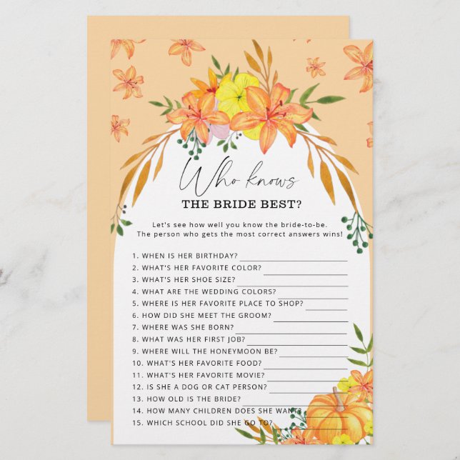 Pumpkin - Wer kennt das beste Brautspiel (Vorne/Hinten)