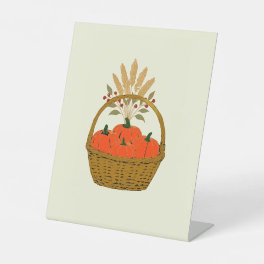🍂 **Pumpkin & Wheat Basket Pedestal Sign Sockelschild (Vorderseite)