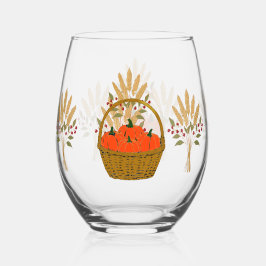 🎃 **Pumpkin & Wheat Stemless Wine Glass Weinglas Ohne Stiel