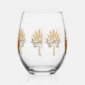 🎃 **Pumpkin & Wheat Stemless Wine Glass Weinglas Ohne Stiel (Rechts)