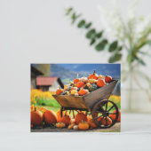 Pumpkin Wheelbarrow, Herbst, Postkarte (Stehend Vorderseite)