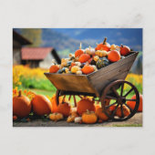 Pumpkin Wheelbarrow, Herbst, Postkarte (Vorderseite)