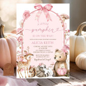 Pumpkin White and Pink Forest Woodland Babydusche Einladung