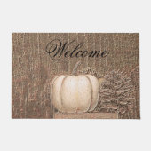 Pumpkin White Gold Metallic Elegante Fall Country Fußmatte (Vorderseite)