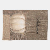Pumpkin White Gold Metallic Elegante Fall Country Geschirrtuch (Horizontal)