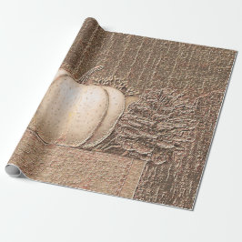 Pumpkin White Gold Metallic Elegante Fall Decoupag Geschenkpapier