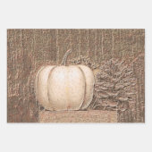 Pumpkin White Gold Metallic Elegante Fall Decoupag Geschenkpapier Set (Vorderseite 3)