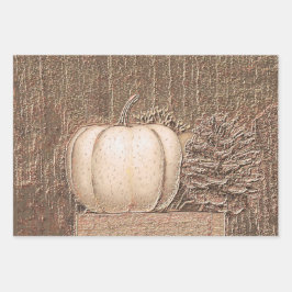 Pumpkin White Gold Metallic Elegante Fall Decoupag Geschenkpapier Set