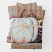 Pumpkin White Herbst Rustikales Landhaus Geschenkpapier Set (Beispiel)