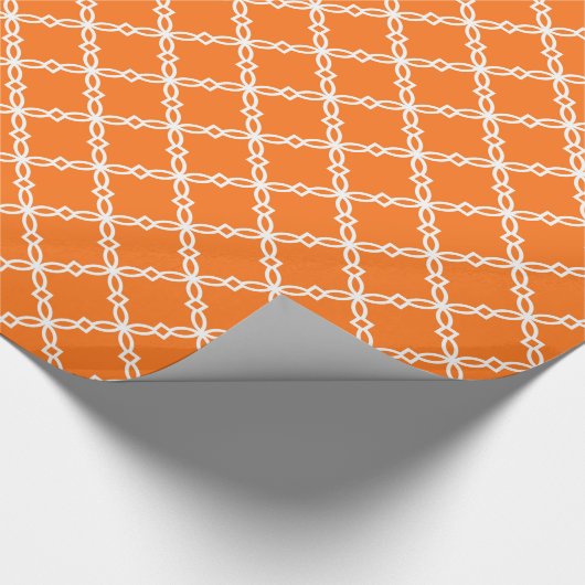 Pumpkin White Large Extravagant Quatrefoil Pattern Geschenkpapier (Ecke)