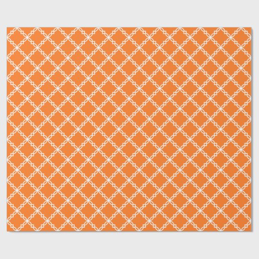 Pumpkin White Large Extravagant Quatrefoil Pattern Geschenkpapier (Flach)