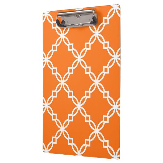 Pumpkin White Large Extravagant Quatrefoil Pattern Klemmbrett (Links)