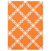 Pumpkin White Large Extravagant Quatrefoil Pattern Klemmbrett (Rückseite)