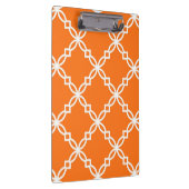 Pumpkin White Large Extravagant Quatrefoil Pattern Klemmbrett (Rechts)