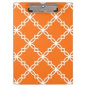 Pumpkin White Large Extravagant Quatrefoil Pattern Klemmbrett (Vorderseite)