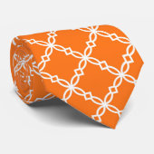 Pumpkin White Large Extravagant Quatrefoil Pattern Krawatte (Gerollt)