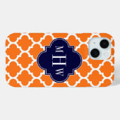 Pumpkin White Marokcan #5 Navy 3 Initial Monogram Case-Mate iPhone Hülle (Rückseite (Horizontal))